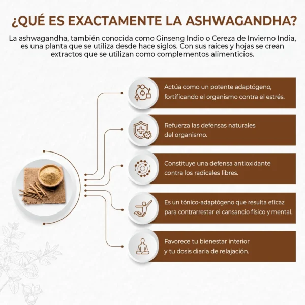 Suplemento de Ashwagandha ecológica