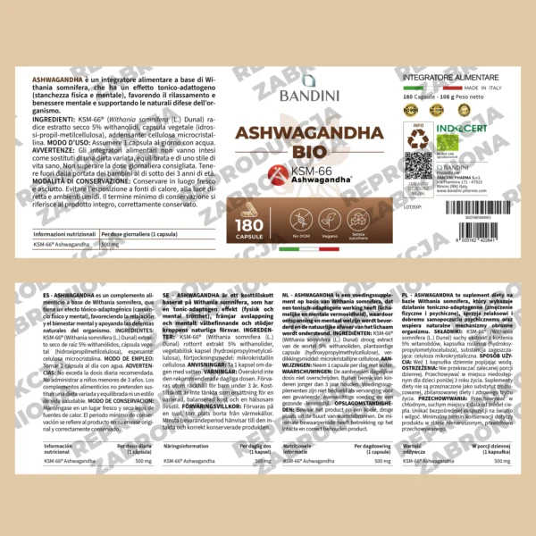 Suplemento de Ashwagandha ecológica