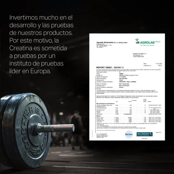 Suplemento de creatina en polvo